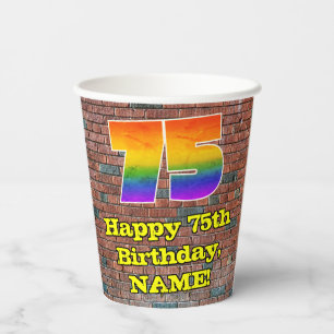 75th Birthday: Fun Graffiti-Inspired Rainbow 75 Paper Cups