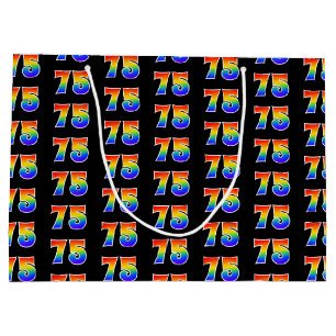 75th Birthday: Fun Rainbow Event Number 75 Pattern Large Gift Bag