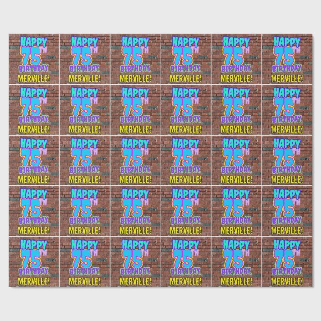 75th Birthday: Fun, Urban Graffiti Inspired Look Wrapping Paper (Seam)
