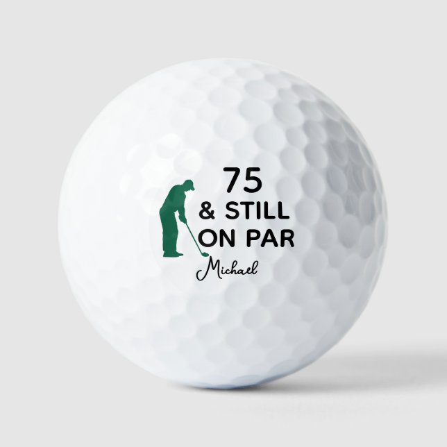 75th Birthday Funny Custom Golf Ball with Name (Front)