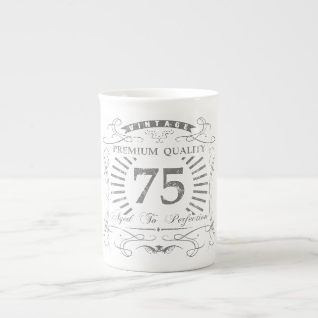 75th Birthday Gag Gift Bone China Mug (Front)