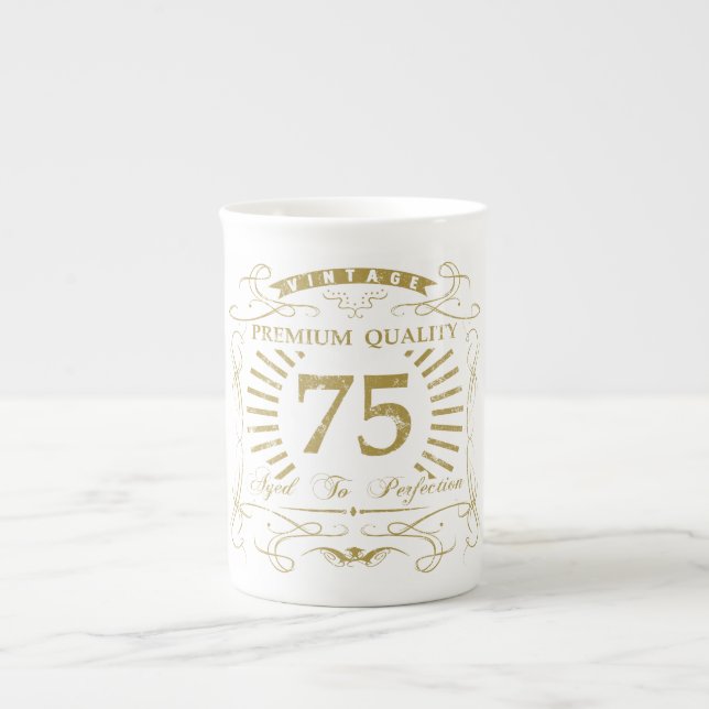 75th Birthday Gag Gift Bone China Mug (Front)