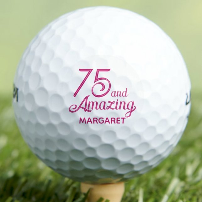 75th Birthday Gift Elegant Pink Custom Keepsake Golf Balls (Creator Uploaded)