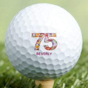 75th Birthday Gift Floral Number - 75 Years Sports Golf Balls