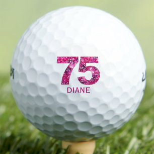 75th Birthday Gift for Friend – Pink Floral 75 Golf Balls