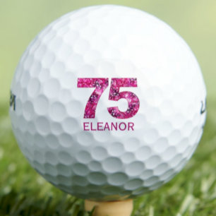 75th Birthday Gift for Grandma – Pink Floral 75 Golf Balls