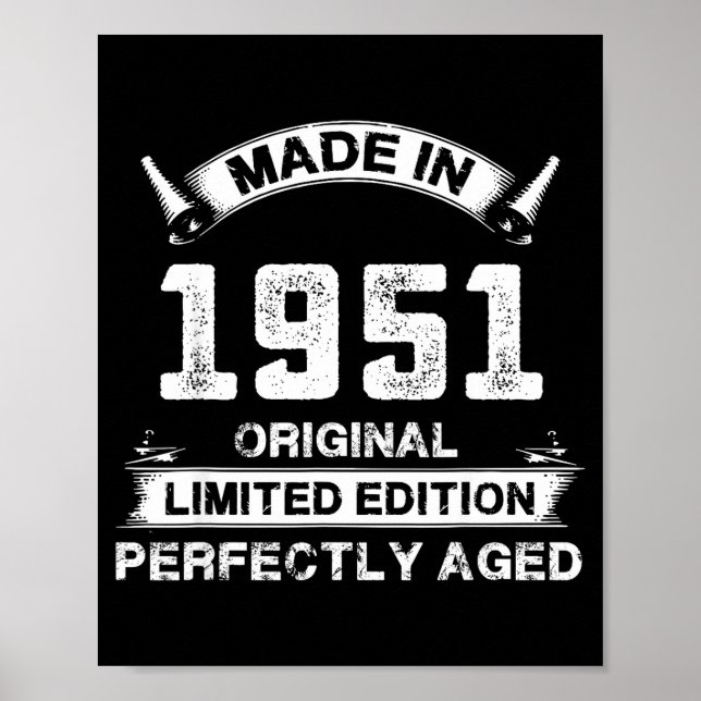 75th Birthday Gift For Legends Made In 1951 75 Yea Poster (Front)