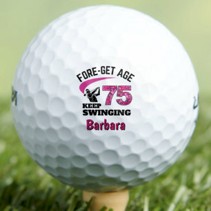 75th Birthday Gift for Mom, Pink Fore-get Age 75 Golf Balls
