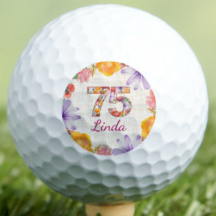 75th Birthday Gift for Mum Elegant Floral Custom Golf Balls