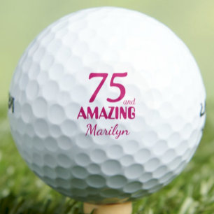 75th Birthday Gift for Neighbour Pink Amazing 75 Golf Balls