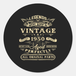 75th Birthday Gift For Vintage Legend Born 1950 75 Classic Round Sticker