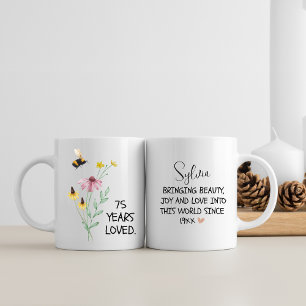 75th Birthday Gift for Women Wildflower Coffee Mug