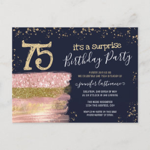 75th Birthday Glitter Cake Surprise Party Postcard
