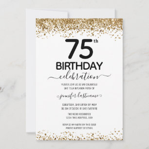 75th Birthday Glitter Invitation