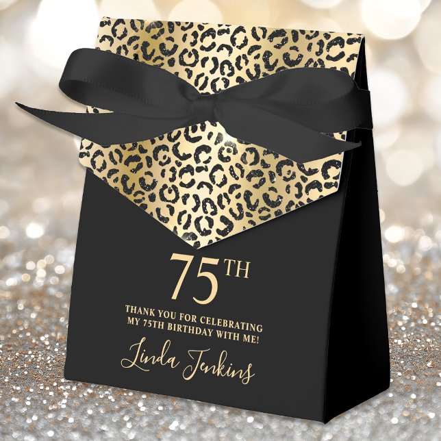 75th Birthday Gold Leopard Print Thank You  Favour Box (Creator Uploaded)