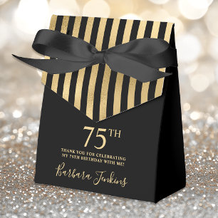 75th Birthday Gold Striped Thank You Favour Box