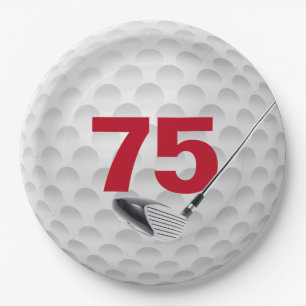 75th Birthday Golf Ball Design Paper Plate