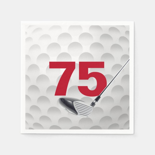75th Birthday Golf Ball Napkin (Front)
