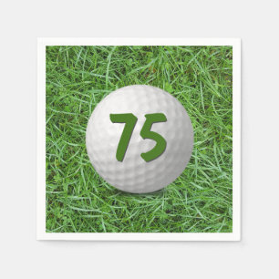 75th Birthday Golf Ball on Grass Napkin