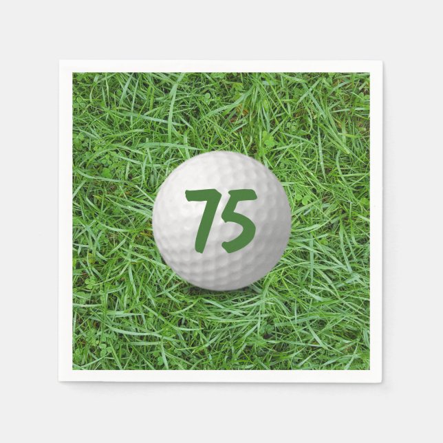 75th Birthday Golf Ball on Grass  Napkins (Front)