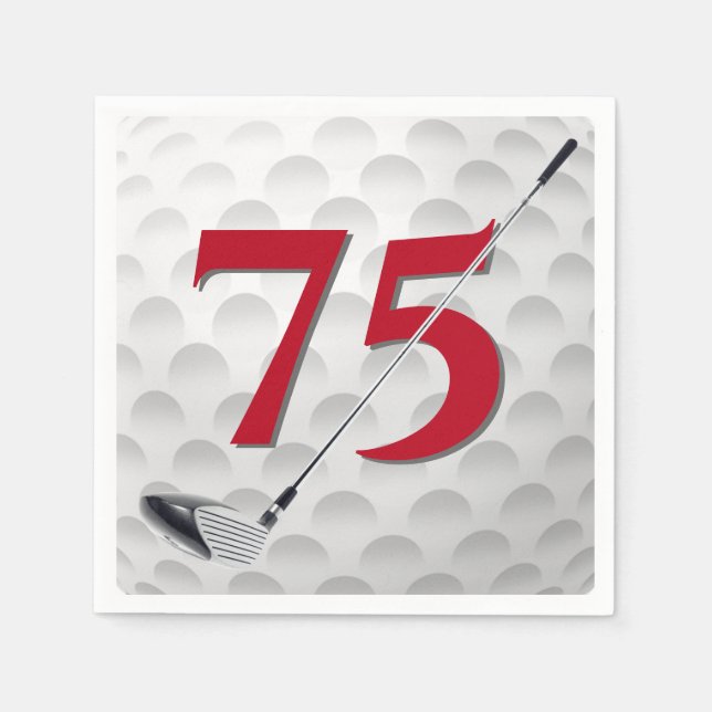 75th Birthday Golf Club Napkins (Front)