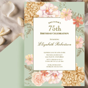 75th Birthday Invitation Autumn Colours Floral Sag