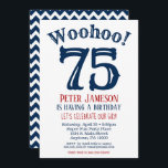 75th Birthday Invitation Mens Navy Blue<br><div class="desc">A funny and striking 75th birthday invitation for a husband,  friend,  father or grandad.</div>