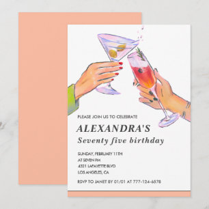 75th birthday invitations Cocktail Party Chic