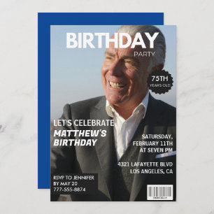 75th birthday invitations Men Him Magazine Cover