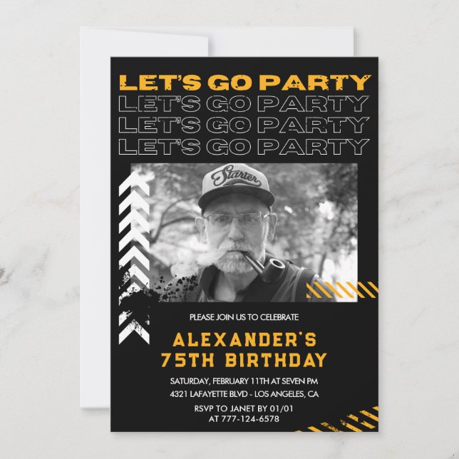 75th birthday invitations Men Photo Spray paint (Front)