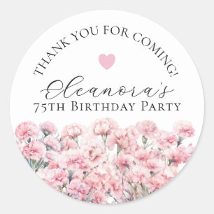 75th Birthday January Birth Flower Custom Favor Classic Round Sticker