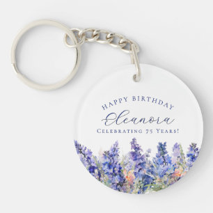 75th Birthday July Birth Flower Gift Custom Key Ring
