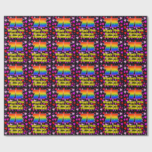 75th Birthday: Loving Hearts Pattern, Rainbow # 75 Wrapping Paper