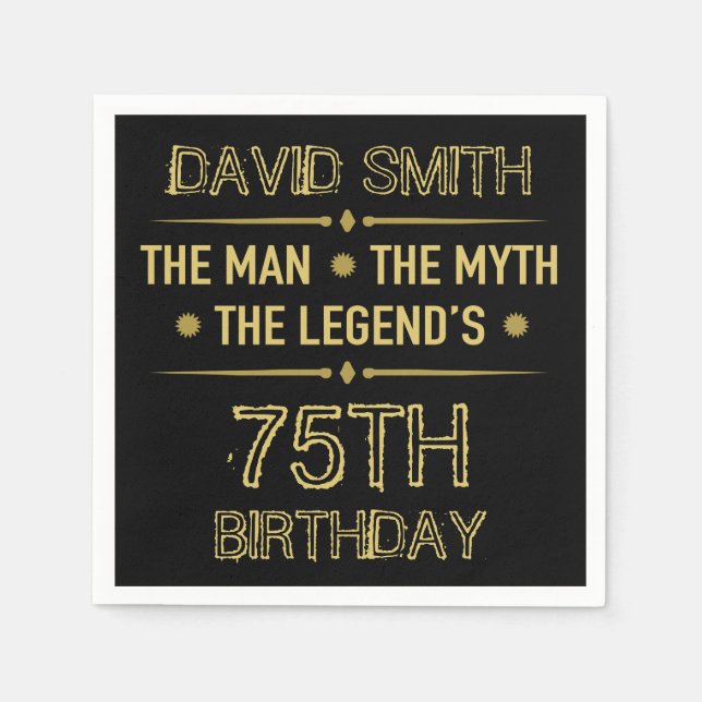 75th Birthday Man Myth Legend Napkin (Front)