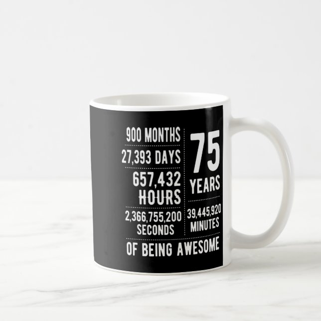 75th Birthday Men Women Funny 75 Years Old  Coffee Mug (Right)