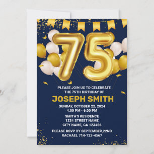 75th Birthday Milestone Birthday Invitation 