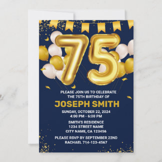 75th Birthday Milestone Birthday Invitation