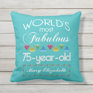 75th Birthday Most Fabulous Colourful Gem Cushion