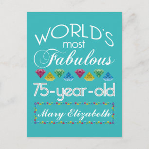 75th Birthday Most Fabulous Colourful Gem Turquois Postcard