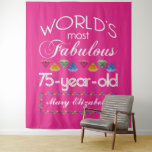 75th Birthday Most Fabulous Colourful Gems Pink Tapestry<br><div class="desc">Celebrate the milestone birthday of your favourite senior citizen with this fun gift reminding them of how fabulous they are. White and grey lettering on deep turquoise background. Colourful diamond-cut gems in rainbow tones serve as accent. Customise with names, initials or other text. This series is in increments of 5...</div>