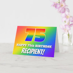 75th Birthday: Multicolored Rainbow Pattern # 75 Card