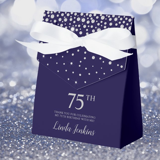 75th Birthday Navy Blue Sparkly Thank You Favour Box (Creator Uploaded)