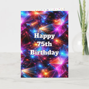 75th Birthday Neon Polygon Abstract Card