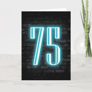 75th Birthday Neon Sign on Brick Card