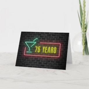 75th Birthday Neon Sign on Brick Card