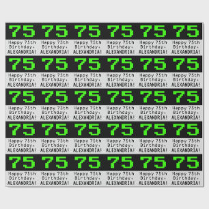 75th Birthday - Nerdy / Geeky Style "75" and Name Wrapping Paper
