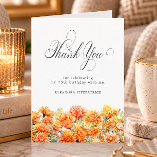 75th Birthday November Birth Month Flower Folded Thank You Card