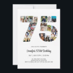 75th Birthday Number 75 Custom Photo Collage Invitation<br><div class="desc">Mark seventy five years of wonderful memories and adventures with this captivating 75th Birthday Number Photo Collage. This customisable template is the perfect blend of creativity and sentiment, allowing you to create a truly memorable gift for your loved one's special day. Capture the essence of incredible years in a single...</div>