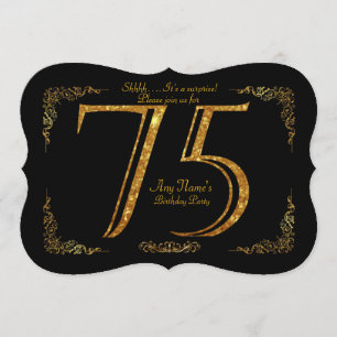 75th,Birthday party 75th,great Gatsby,black & gold Invitation