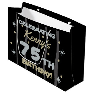 75th Birthday Party Add Your Name Large Gift Bag